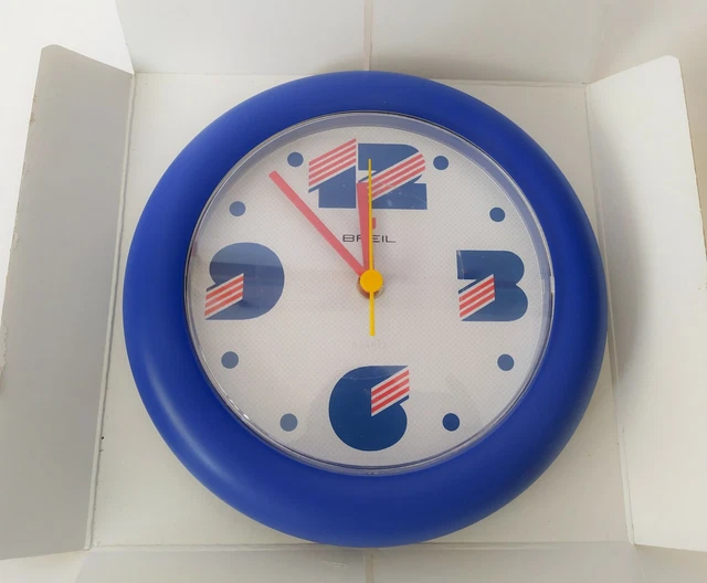 ♥ OROLOGIO DA MURO BREIL VINTAGE BLU POP ART MEMPHIS STYLE DESIGN ANNI 80 usa
