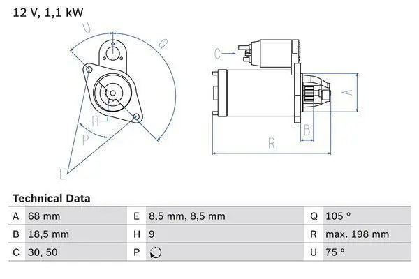 BOSCH Starter 0 986 019 870