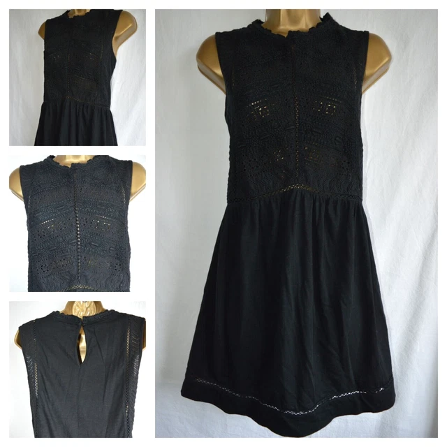 Tunica Top Next Smock Corpetto Nero Ricamato Taglia 14 Busto Circa 40" 14/16