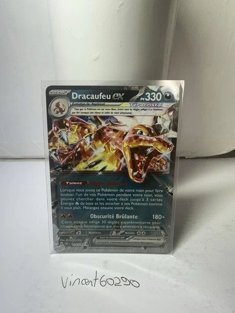 Carte Pokémon Dracaufeu Ex 125/197 – Double Rare (RR) – Écarlate Et Violet Flammes Obsidiennes – Neuve Sous Sleeve