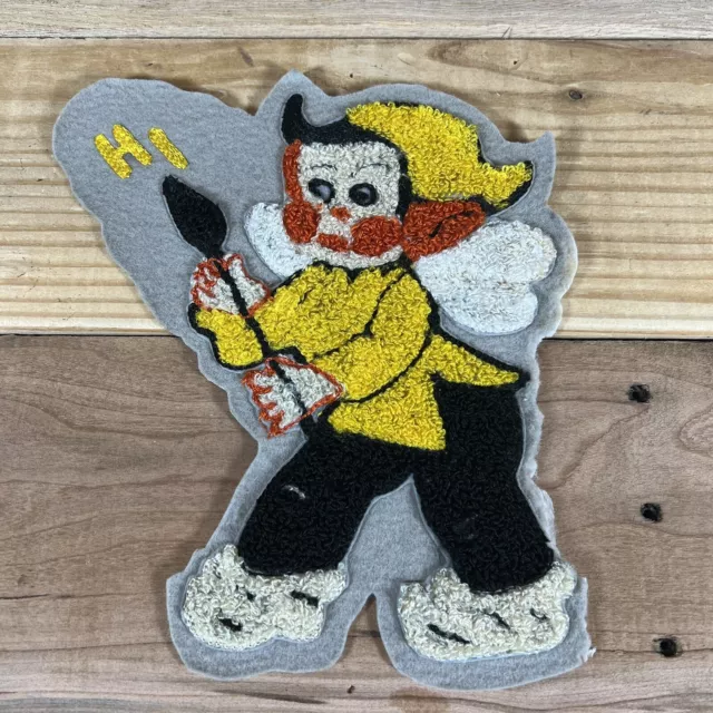 VTG 50s 60s Child Devil Halloween Chenille Chain Stitch Patch Creepy Spooky