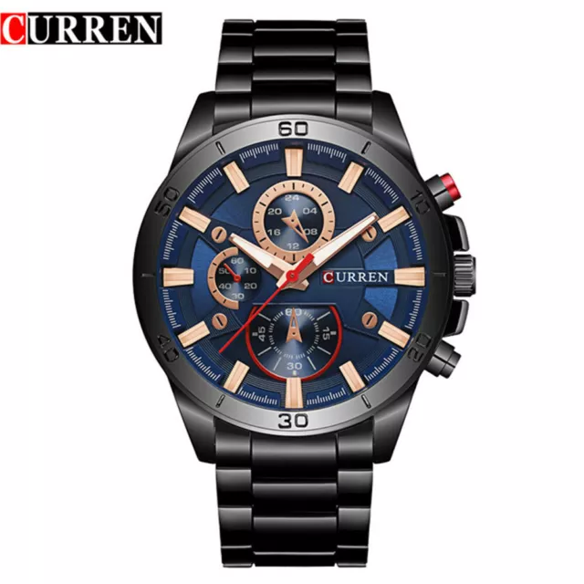 CURREN Men Steel Watches Fashion Analog Quartz Male Watch Military Wristwatches