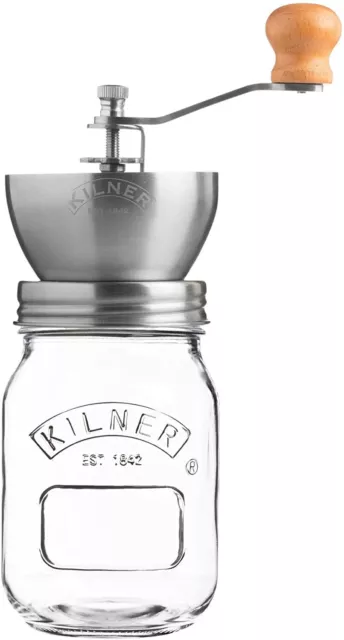 Kilner Manual Coffee Grinder with Preserve Jar 0.5L and 2 Piece Lid