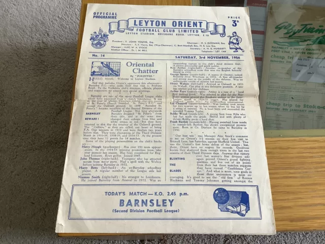 Leyton Orient v Barnsley 1956/57 Division Two.