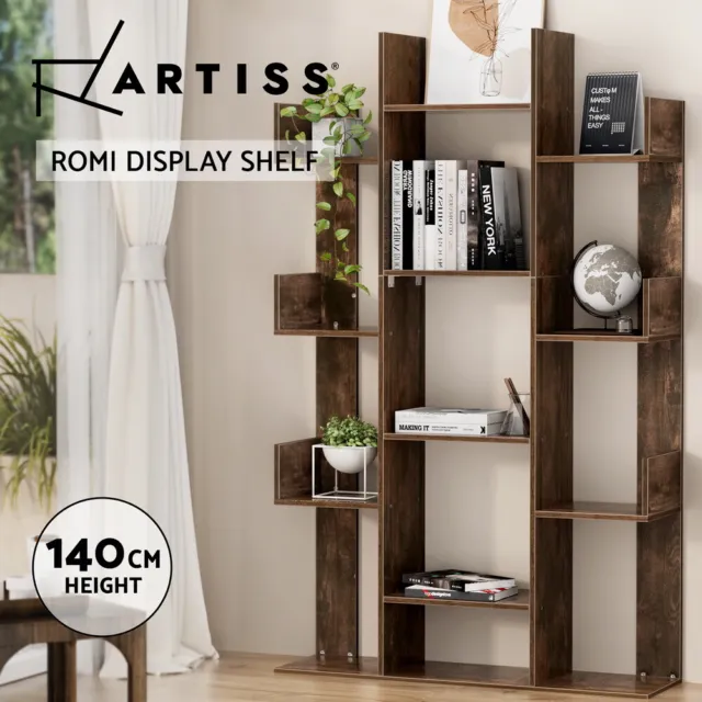 Artiss Bookshelf Tree-Shaped Bookcase with 13 Storage Shelves ROMI Walnut