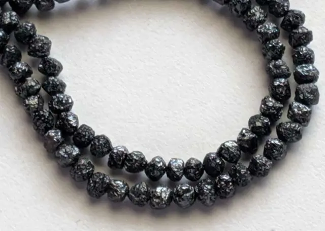 Perles de diamant noir brut étincelant 4 "Inc 4-5 mm, brin de perles de...