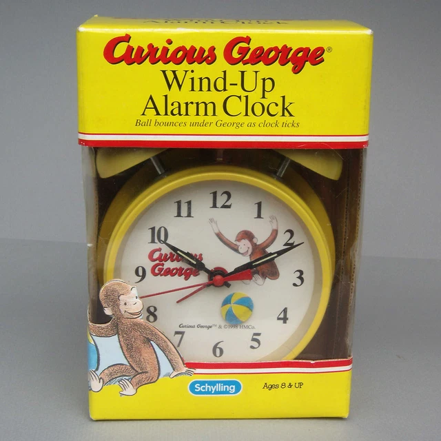 VINTAGE CURIOUS Animated Novelty Wind Up Alarm Clock Monkey