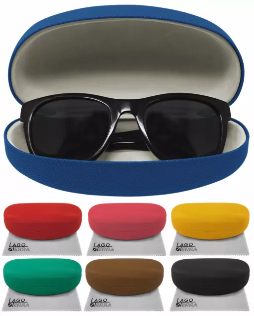 LAGO TERRA Large Snap Shut Protective Hard Glasses Sunglasses Case Travel Box