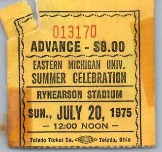 Vintage Yes Peter Frampton Ticket Stub July 20 1975 Eastern Michigan University