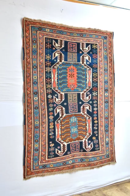 BEAUTIFUL RARE ANTIQUE CAUCASIAN LENKORAN RUG  circa 1890's  kazak shirvan sevan