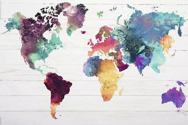 90531 MAP OF THE WORLD WATERCOLOR ART WORLD MAP Wall Print Poster UK