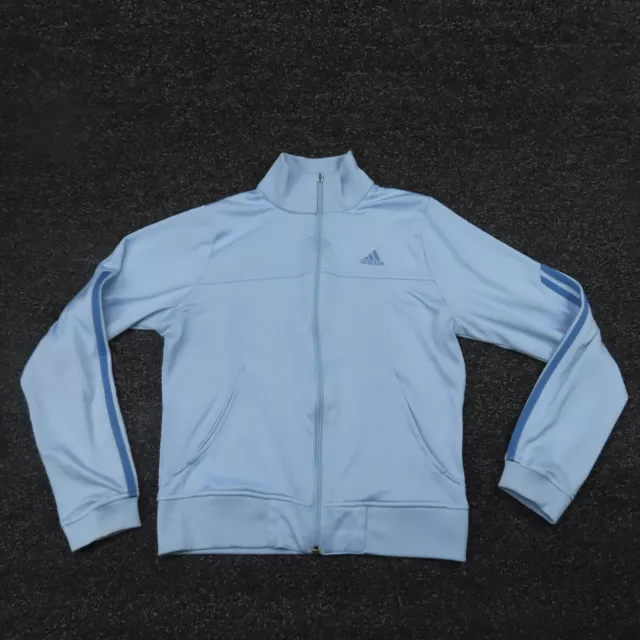 Adidas Jacket Girls Small Blue Full Zip Mock Neck Long Sleeve Pockets Youth