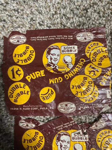 1930’s Vintage Rare Brown Fleer Dubble Bubble Wrapper One Cent Advertising Gum