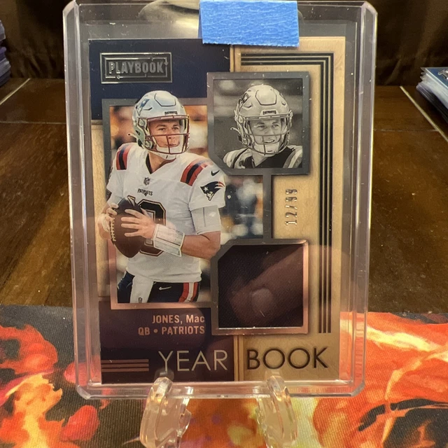 2022 Panini Playbook Mac Jones Yearbook Jersey Relic #12/99 New England Patriots