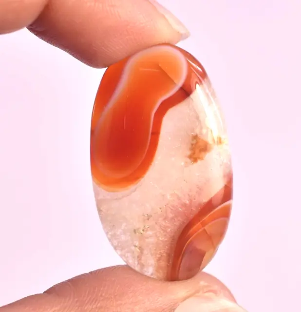 25.35 Ct Natural Polished Carnelian Agate Orange Color Certified Gemstone 32x19