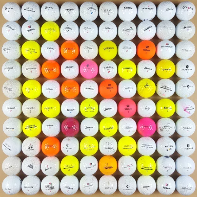 Lot 100 Balles de Golf Titleist TaylorMade Srixon Callaway Dunlop Honma Wilson