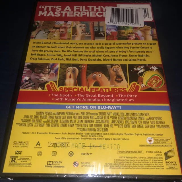Sausage Party (DVD, 2016)  Seth Rogen - Kristen Wiig - Paul Rudd - Jonah Hill 2