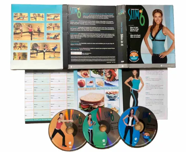 DEBBIE SIEBERS SLIM IN 6 DVD BOXSET Nutrition Guide Chart Exercise Workout