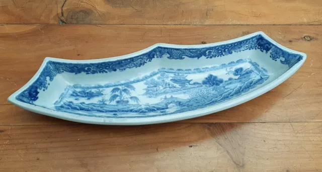 Early 19thC Transferware Hors D'oeuvres Dish Turners Willow c1800 Blue & White