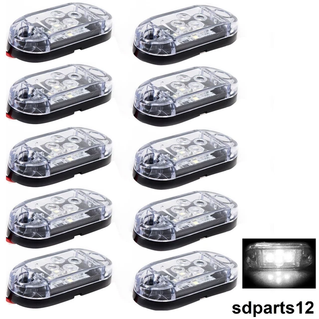 2 Feux De Gabarit LED Blancs 12V - Ronds 26mm, Pour Camion/Poids Lourd, Encastrés