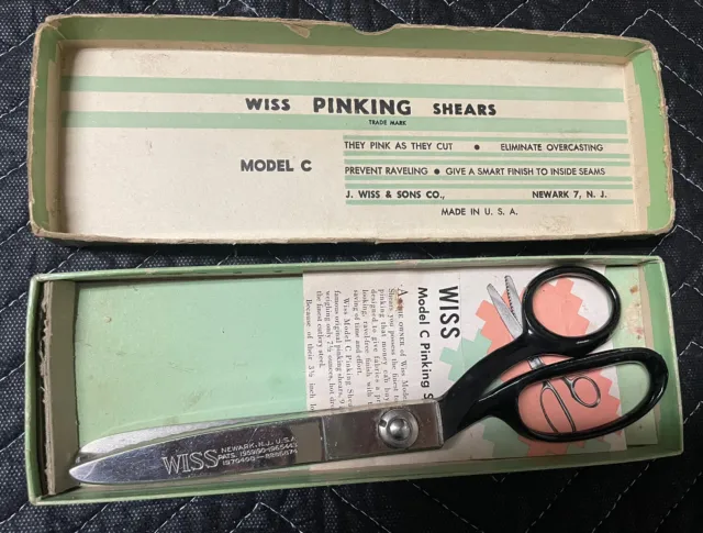 Wiss Sewing Scissors Pinking Shears Model C Black Handle Vintage W/ Box USA