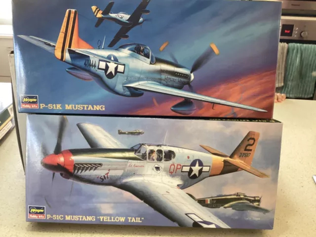 Hasegawa 1/72 Set of 2 Mustangs P-51C and P-51K vintage pre-owned kit