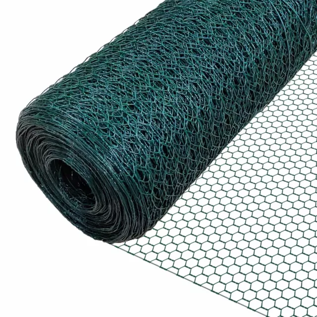 VOUNOT Grillage a poule avec fils 25mm en PVC gaine vert 1x25M