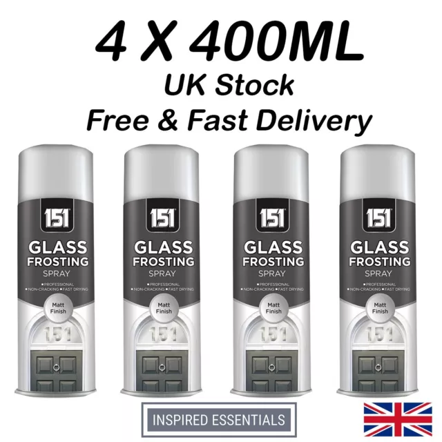 4 X 400ML Window Glass Frosting Spray Paint Aerosol Privacy Decorative Frosted