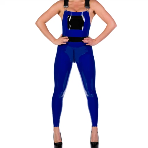Costume costume tuta in gomma lattice blu scuro imbracatura catsuit catsuit cerniera 0,4 mm S-XXL