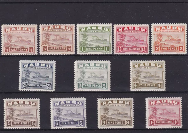 Nauru. 1937-48. "Freighter" set to 1s, white paper, SG 26B/37B,VFM.Cat £100 (12)