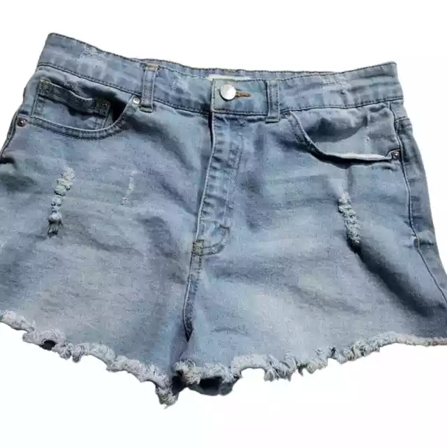 Forever 21 Shorts Denim Distressed Hot Pants Booty Blue Pockets Summer Womens 29
