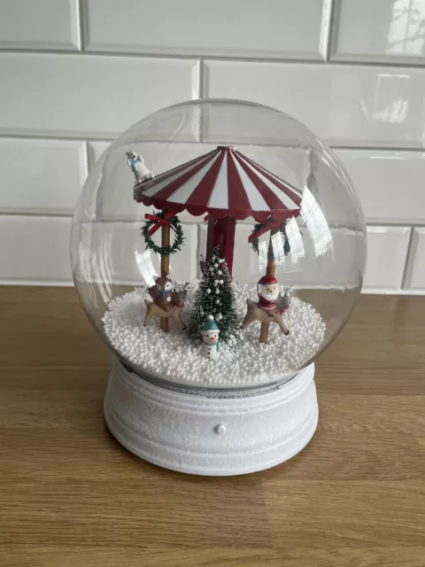Christmas Light Up Musical Snow globe 8 Jingles Snow Shoots From Umbrella Large 2