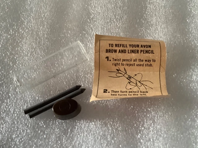 Avon Brow & Liner Pencil Refill In Plastic Case Insert Leaflet Vintage Nice
