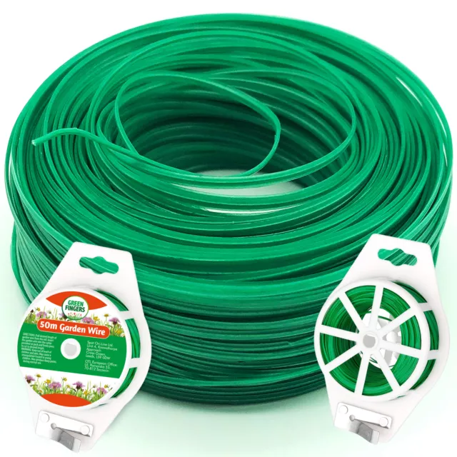 100M Garden Wire & Cutter Plant Tie Support Flexible Green Plastic Coated Twist