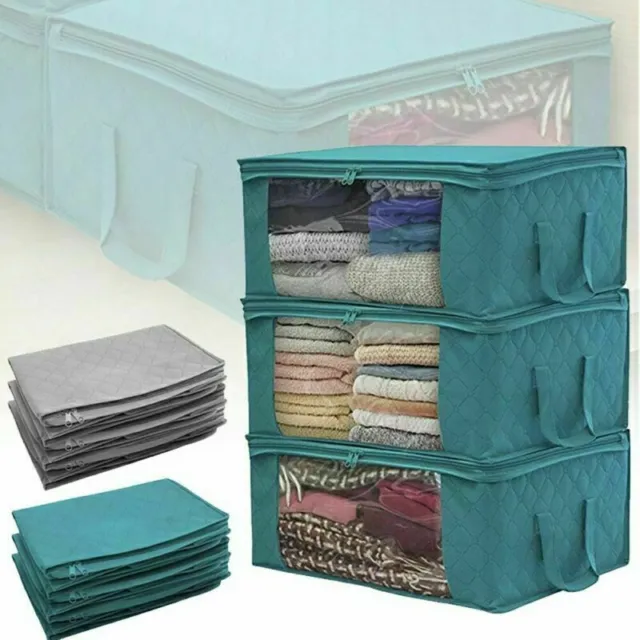 3PCS Nicht Gewebt Tasche Aufbewahrung Für Textilien Und Kleidung Kiste Kasten DE