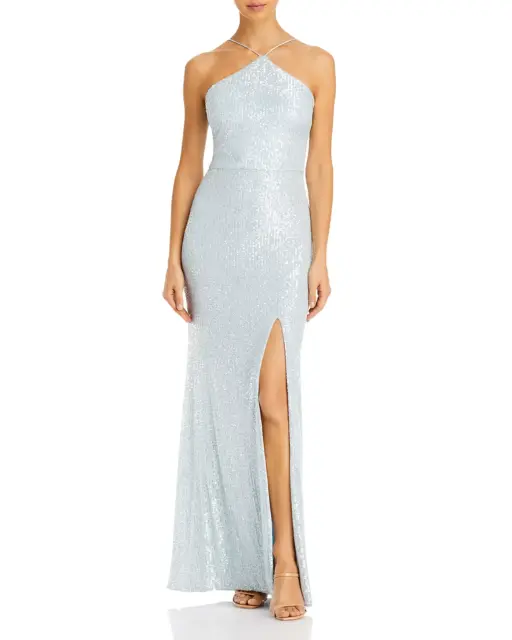 AQUA Cross Neck Sequin Gown 10A 2270