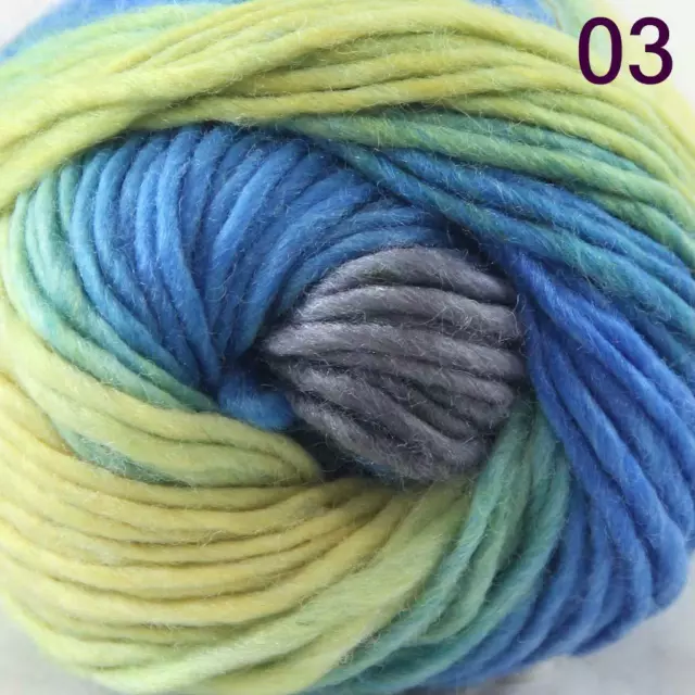 NEW Lot of 1 x50g balls Chunky Hand Coarse Knitting Rainbows Wool Quick Yarn 03