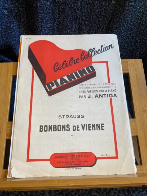 Strauss Bonbons de Vienne partition facile pour piano J. Antiga éd. Delrieu 60