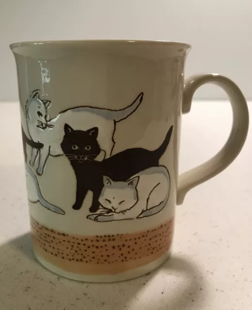 Vtg Cat Mug Cup Raised Design 8 Kittens 9 Ounce