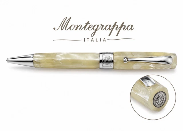 MONTEGRAPPA STERLING SILVER 925 Privilege Deco Pearl Grey Resin