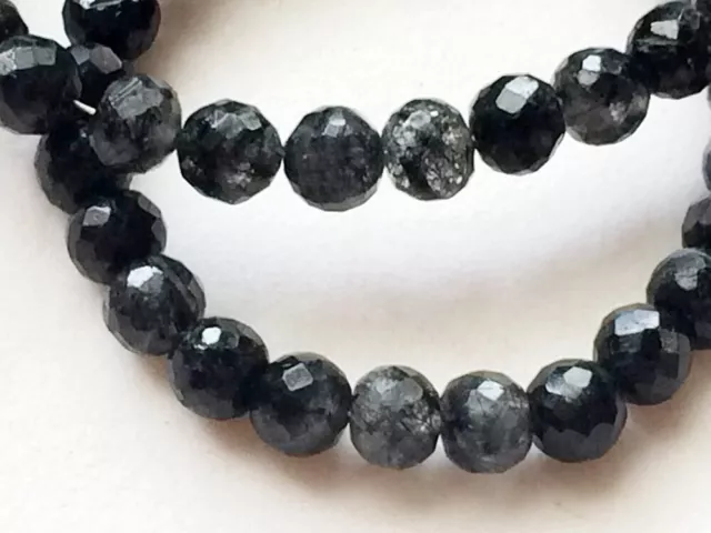 5-5.5mm Rutile Quartz FACET Perle Boule Noir Boule Ronde