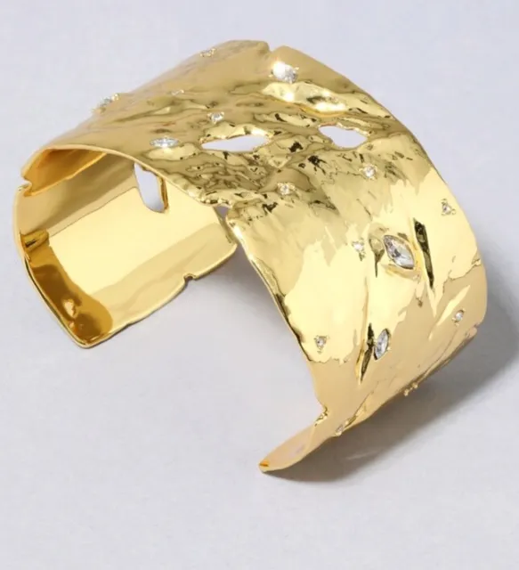 Alexis Bittar Molten Gold Crystal Textured Cuff Bracelet