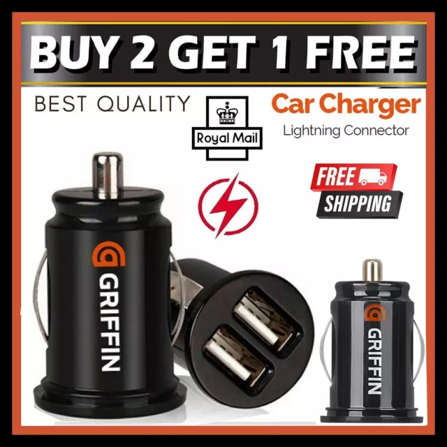 Fast Car Charger 2 USB Port For Iphone GRIFFEN Cigarette Lighter Socket Adapter