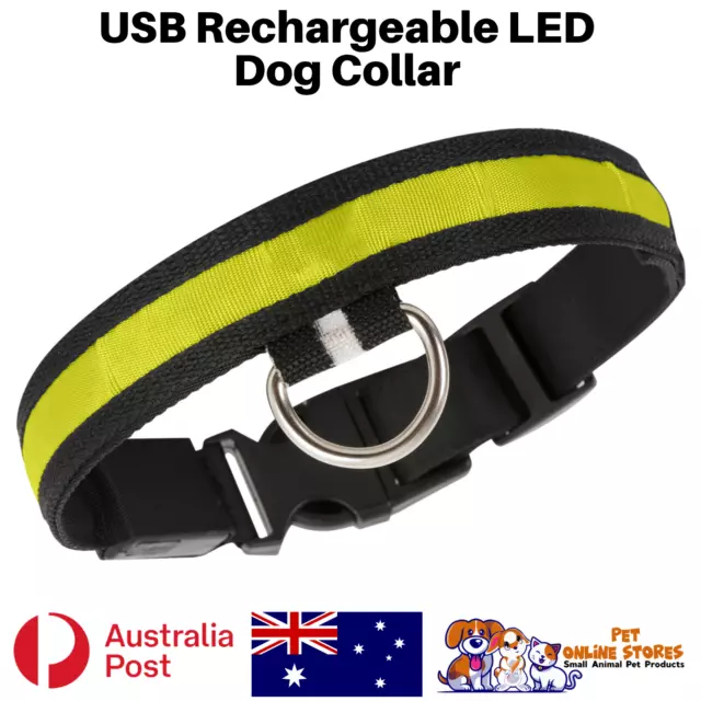 USB Rechargeable LED Dog Collar Nylon Glow Flashing Light Up Safety Pet Collars