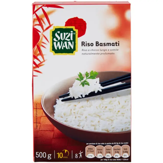 Riso Basmati Suzi Wan 500 Gr Pasta Chicco Lungo E Sottile Profumato Sushi