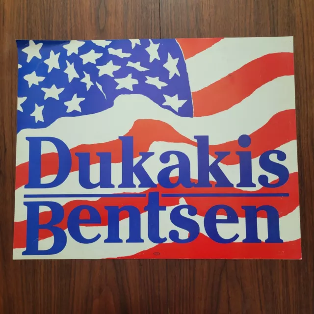 1988 Michael Dukakis Lloyd Bentsen Campaign Poster 28" X 22"