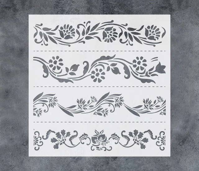GSS DESIGNS FLORAL Border Stencils Flower Stencil Reusable DIY Art and