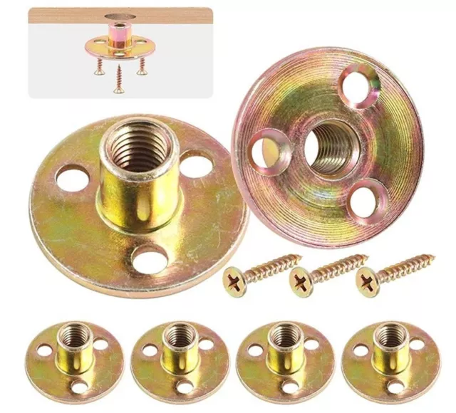 Brad Hole Tee Nut Carbon Steel Screw in T Nuts Round Base