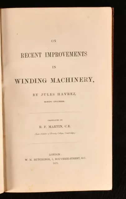 1875 On Recent Improvements in Winding Machinery Havrez Folding Plates Signed 2