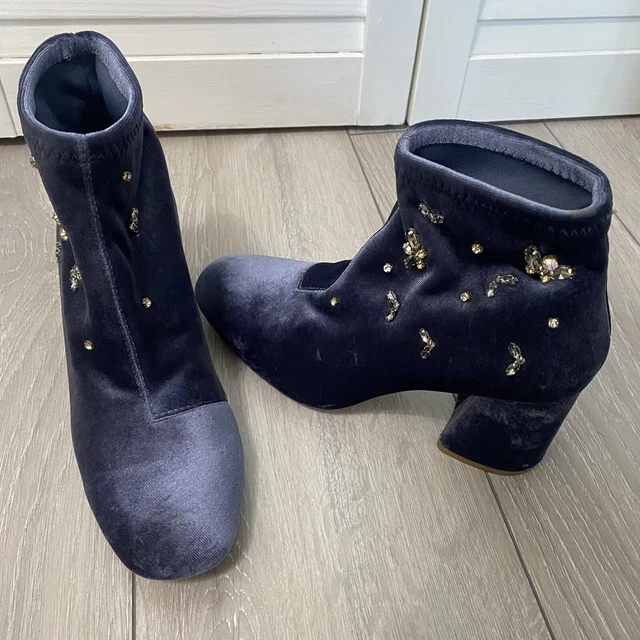 STRADIVARIUS BLUE SUEDE Boots Boot Shoes with Embellishments Size 5 UK 38 EU 8.99 PicClick UK